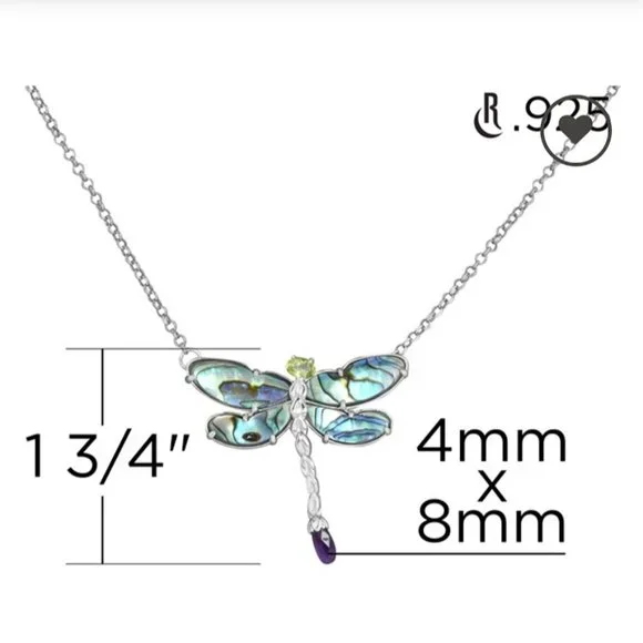 RETIRED Carolyn Pollack Ltd Edition Sterling Silver Abalone Dragonfly Necklace - Picture 7 of 11